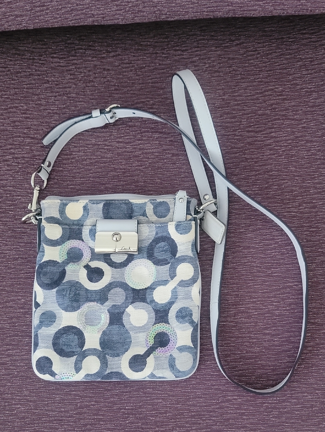Coach Kristen Y2k Blue Patterned Swingpack Crossbody Bag - Women's Shoulder Bag